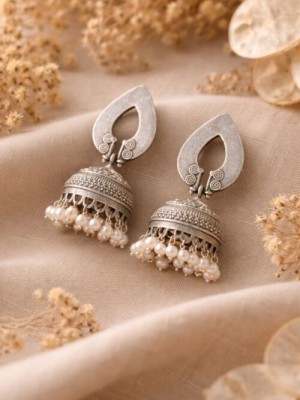 Ethnic Silver Oxidized Jhumki Pakistani Designer Jhumka Earrings Jewellery