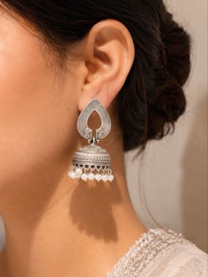 Ethnic Silver Oxidized Jhumki Pakistani Designer Jhumka Earrings Jewellery