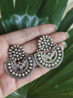 Exquisite Silver Plated Chand Bali Earrings Ethnic Bollywood Jewellery for Women