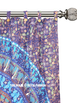 Hippie Camel Mandala Circle Curtain Panel Pair Window Treatment Boho Decor