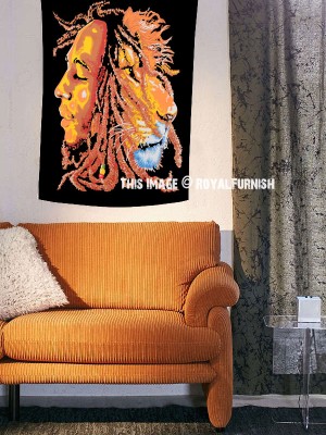 Bob Marley Lion Face Rasta Reggae Fabric Poster Tapestry Wall Hanging