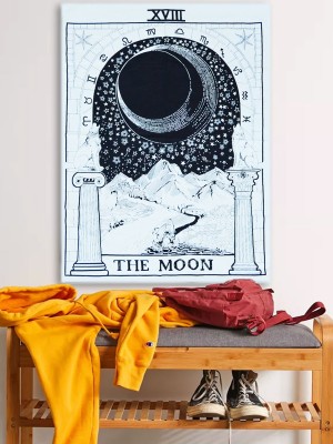 Black & White Tarot Card Tapestry Fabric Poster Size Wall Hanging