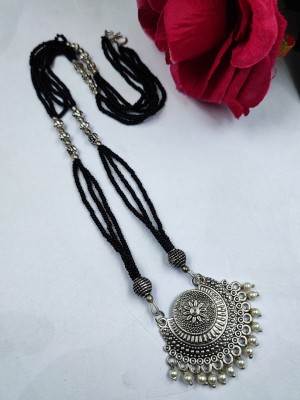 Bohemian Style Oxidized Silver Flower Mangalsutra for Modern Ethnic Looks