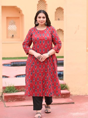 Maroon Plus Size Printed Cotton Premium & Elegant Straight Kurti Casual Tunic Top for Women - Kurta Only