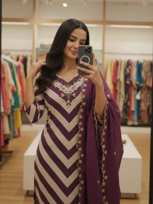 Get Casual And Classy Look Our Chanderi Suit Beautiful HandWork On Kurti Pant With Dupatta Set Salwar Kameez