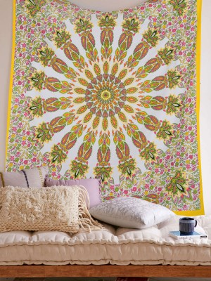 Bohemian Multicolored Medallion Mandala Tapestry Cotton Indian Wall Hanging