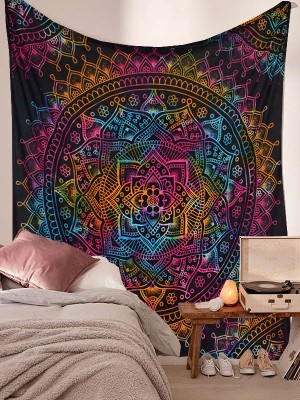 Black Multi Tie Dye Mandala Tapestry Wall Hanging Boho Decor