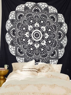 Black & White Mandala Tapestry Wall Hanging Bohemian Decor