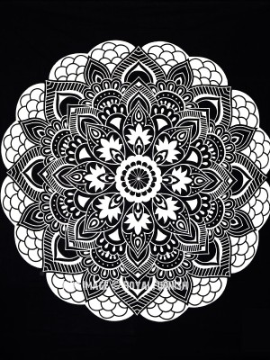 Black & White Mandala Tapestry Wall Hanging Bohemian Decor