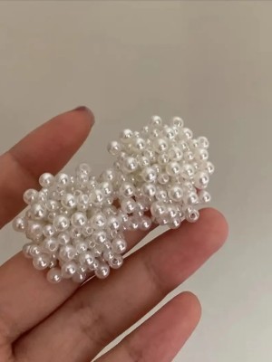 Pearls Beaded Contemporary Studs Korean Earrings for Girls