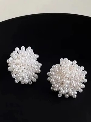 Pearls Beaded Contemporary Studs Korean Earrings for Girls