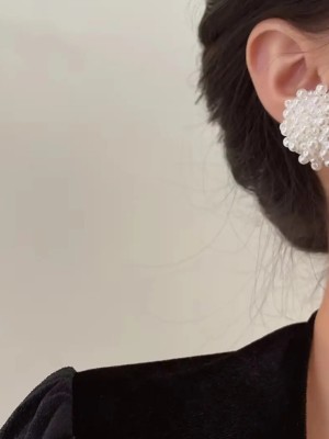 Pearls Beaded Contemporary Studs Korean Earrings for Girls