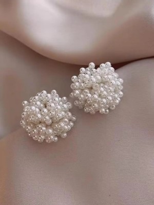 Pearls Beaded Contemporary Studs Korean Earrings for Girls
