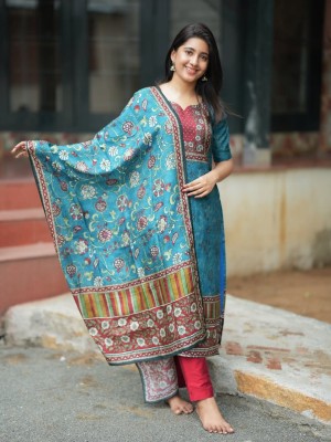 Somya Straight Fit Floral Printed Silk Kurti Pant with Dupatta Salwar Suit - Set Of 3