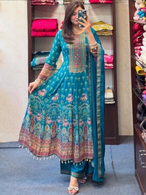 Rajasthani Anarkali Hand Work With Latkan Kurti Pant Dupatta Set Salwar Kameez (Set Of 3)