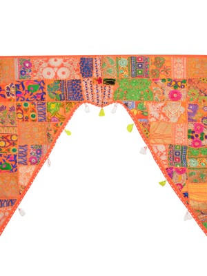 Vintage Handmade Multi Patchwork Embroidered Toran Door Topper Valance Gypsy Decor