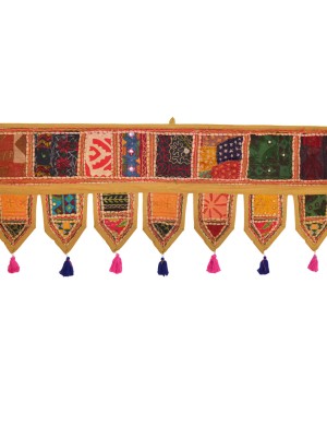 Tribal Gypsy Handmade Patchwork Embroidered Door Toran Valance Topper - 1 Meter