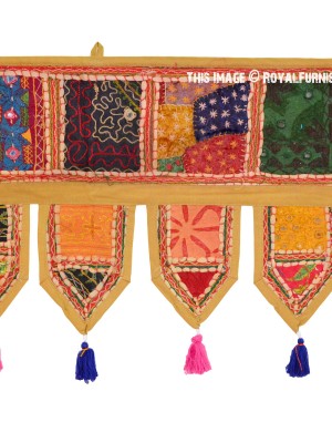 Tribal Gypsy Handmade Patchwork Embroidered Door Toran Valance Topper - 1 Meter