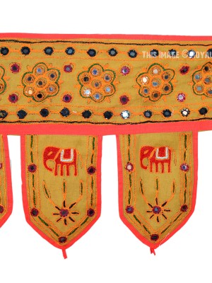 Decorative Handcrafted Toran Indian Mirror Embroidered Door Hanging Valance - 1 Meter