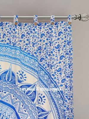 White Multi Sun Ombre Mandala Tapestry Curtain Panel Pair Boho Window Treatment