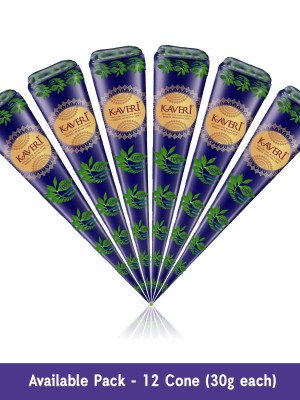Kaveri Bridal Mehndi Cone Oraganic Henna Paste Temporary Tattoo, Set of 12 Cones