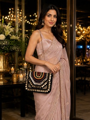 Black Multi Gypsy Bag Handmade Beaded Embellished Boho Bag for Women