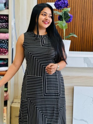 Ambika Office Wear A-Line Sleeveless Cotton Kurti Palazzo Cord Set For Women