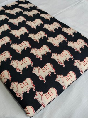 Black Kamdhenu Cow Print Animal Print Indian Cotton Craft Dressmaking Quilting Upholstery Fabric