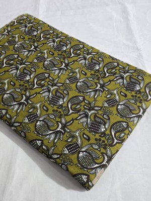 Green Peacock and Fish Printed Artistic Print Pure Cotton Fabric for Shirt and Dress by Yard