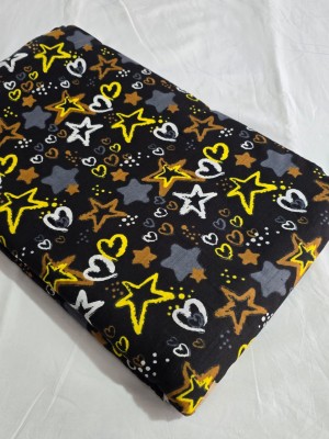 Black Star & Heart Shape Printed Pure Cotton Fabric for Dressmaking & Quilting & Sewing by Yard
