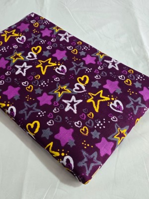 Purple Star & Heart Shape Printed Pure Cotton Fabric for Dressmaking & Quilting & Sewing by Yard