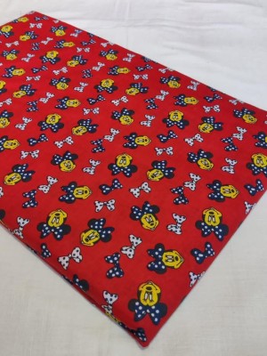Red Minnie Mouse Print Cotton Apparel Quilting Fabric by the Yard for Kids Dresses & Bedding Fabric