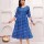Blue Rayon Printed Frock Style Kurti Indian Anarkali Partywear Sweetheart Neckline Dress for Women