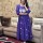Blue Color Printed Embroidered Cotton Anarkali Kurti Pant Co Ord Set Salwar Kameez Suit Online