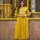 Yellow Color Printed Embroidered Cotton Anarkali Kurti Pant Co Ord Set Salwar Kameez Suit for Haldi Function
