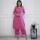 Pink V-Neck Kurti Pant Set with Pockets Indian Straight Cotton Salwar Kameez for Women