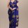 Blue Mulmul Cotton Saree Hand Block Printed with Blouse Piece for Women