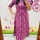 Wine Printed Cotton Aline Kurti Pant Set Indian Summer Salwar Kameez
