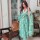 Green Cotton Floral Printed Straight Kurti Pant Dupatta Indian Salwar Kameez Dress