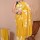 Yellow Hand Block Printed Cotton Mulmul Saree with Unstitched Blouse Piece