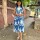 Blue Ikat Printed Cotton Midi Sleeveless  Kurti Dress For Women 