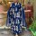 Blue Embroidered Cotton Anarkali Kurti Pant Dupatta Set Readymade Salwar Kameez for Women - Set of 3