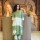 Green Tye Dye Print Indian Cotton Salwar Kameez Kurti Pant Summer Co Ord Set for Women (Set of 2)