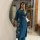 Blue Cotton Embroidered Straight Salwar Kameez Suit Dress Kurti Pant Co Ord Set