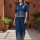 Blue Embroidered Cotton Short Kurti Palazzo with Pocket Co Ord Set for Women (Set of 2)