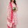 Pink White Floral Block Printed Indian Readymade Straight Salwar Kameez with Pocket Kurti Pant Dupatta Set for Women - Set of 3