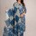 Blue Floral Printed Indian Readymade Straight Salwar Kameez with Pocket Kurti Pant Dupatta Set for Women - Set of 3