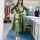 Green Patch Work V-Neck Cotton Kurti Pant Co Ord Set Salwar Kameez for Women - Set of 2