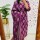 Purple Printed Sequence Work On Straight Fit Cotton Kurti Pant Dupatta Salwar Kameez - Set Of 3