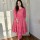 Pink Frock Style Printed Embroidery On Neck Cotton Kurti Pant Co-Ord Set Salwar Kameez For Women - Set Of 2